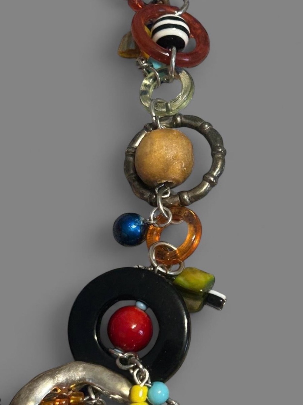 Vintage Chunky Colorful Abstract Mosaic Statement Necklace - Picture 3 of 5